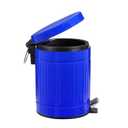 OCTMUSTARD 5 L Round Step Pet Trash with Lid,Mini Metal Pedal Bin,Small Garbage Can Wastebasket for Home,Car or Office, Navy