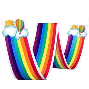 Blulu 1 Pc 11.8 ft Rainbow Ceiling Decorations Rainbow Cloud Ceiling Garland Banner Hanging Bunting for Birthday Party Classroom Daycare and Nursery School Graduation Baby Shower Decorations
