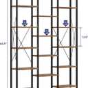 NUMENN Triple Bookshelf, 5-Tier Bookcase with 14 Display Shelves, Vintage