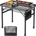 WildFinder Folding Table, 2x1.3 FT Camping Table with Mesh Desktop,Folding Grill Table with Mesh Bag,Portable Outdoor for Picnic,Camping,BBQ,Beach(Black)