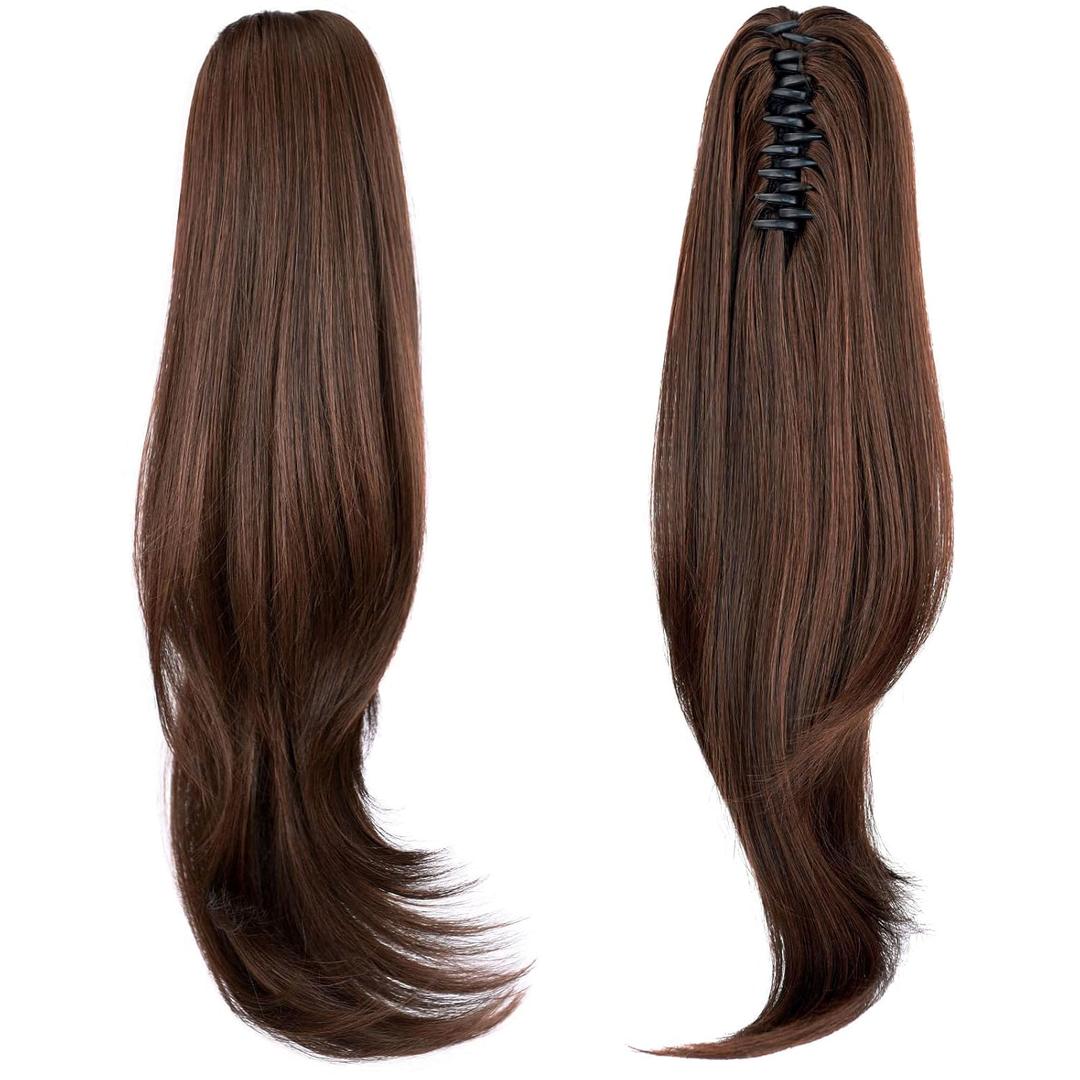 Brown ponytail extension,20" clip ponytail hair extensions ponytail curly claw hair ponytailExtension Natural Looking Synthetic Hairpiece for Women