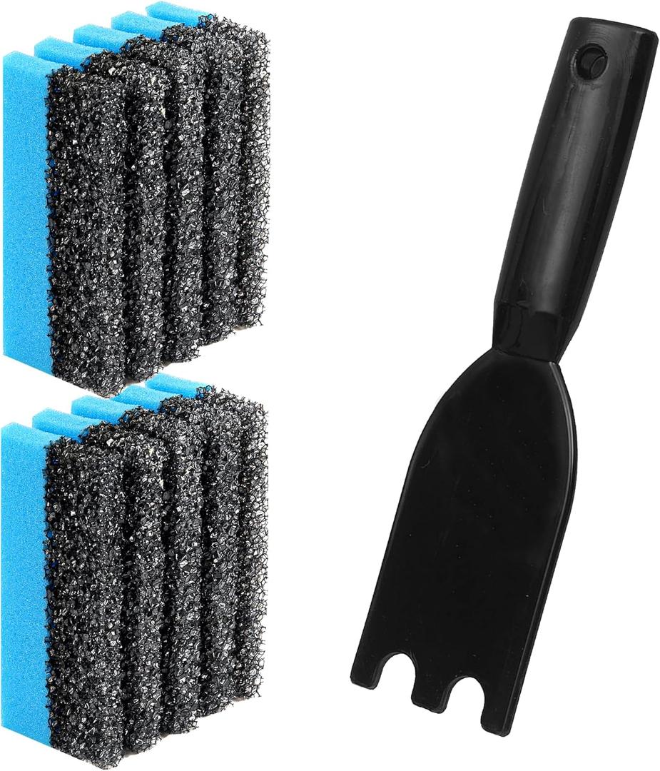 TonGass 2-Pack Cleaning Sponge 12207 and 1-Pack Grill Scraper for George Foreman Indoor Grills & Most Other Indoor Grills with Grooves, Replacement Grill Sponge and Scraper for Cleaning (Multicolor)