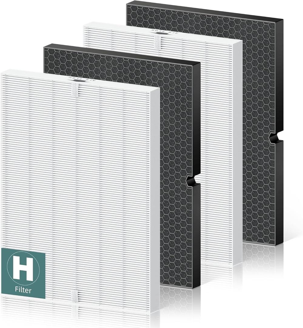 116130 Replacement Filter H for Winix 5500-2 AM80 Plasmawave Air Purifier, True HEPA Filter and Activated Carbon Filter Combo Pack, 2 Set