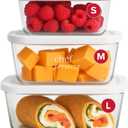 Chef Preserve Glass Vacuum Seal Containers for Food Storage, Made For Compact Vacuum Sealer, 3pcs set [1x Small, 1x Medium, 1x Large] Works With Handheld Vacuum Sealer Machine