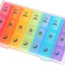 Weekly Pill Organizer,3-Times-A-Day 7 Day Pill Box Large Compartments Moisture-Proof Pill Case Medication Reminder Portable Travel Container for Vitamins Fish Oil Compartments Supplements