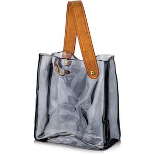 Glass Purse Vase for Flowers Black Vases for Centerpieces Glass Bag Vase with Leather Handle Small Bag Vases for Decor Decorative Fish Bowl for Home Wedding Decor