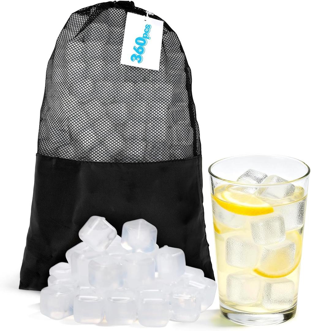 Nilpferd 360Pcs Reusable Ice Cubes for Drinks, BPA-Free Ice Packs for Lunch Boxes Coolers, Refreezable Plastic Ice Cubes Without Diluting Drinks for Party Hosts & Outdoor Ice Baths Enthusiasts (White)