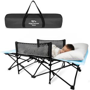 Toddler Cot Bed: Kids Travel Camping Bed, a Portable Folding Cot for Kids Great for Outdoors and Young Guests at Home. Comfortable Kids Sleeping Cot Easy to Store and Use (Light Blue)