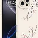 Designed for iPhone 16 Pro Case, Cute Cherry Blossom Flower Floral Pattern Design, Slim Soft TPU Liquid Silicone Protective Cover for Women Girls - White