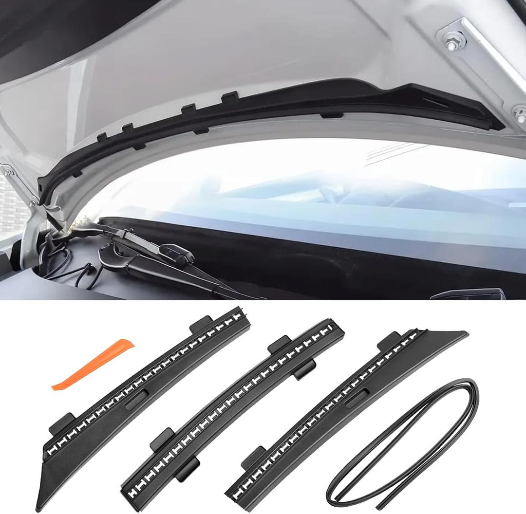 Majatou Front Hood Seal Strip Waterproof Model 3 Hood Strip Cover, Hood Dust Proof Seal Strip Front Hood Seal Chassis Cover Water Strip Firm Fixed Dustproof Compatible with Tesla Model 2017 to 2022