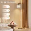 SIBRILLE Floor Lamp with Linen Shade, Dimmable Tall Standing Lamp with Remote Control & 3 Color Temperatures, Modern Corner Floor Lamps for Living Room Bedroom Office, 9W LED Bulb Included