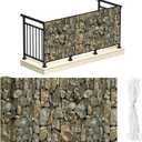 NAIMORUI PVC Balcony Privacy Screen Decorative Balcony Cover with Nylon Rope- 34'' x 180''(Stone)