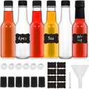 6Pcs 5oz Glass Bottle, Clear Woozy Bottles with Shrink Capsules,Empty Small Beverage Canning Bottles with Black Caps for Kitchen and Party (BLACK, 6)
