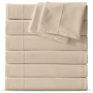 Maple&Stone Full Flat Sheet 6 Pack,Premium Soft & Breathable,Brushed Microfiber Fabric,Anti-Shrinkage & Non-Fading,Bulk Flat Sheets Only Full Size(Beige)