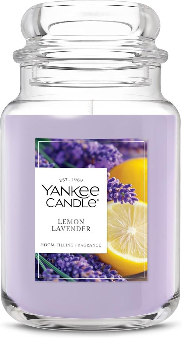 Yankee Candle Lemon Lavender, Scented Candle, 22oz Large Jar with up to 150 Hour Burn Time, Giftable, Birthdays