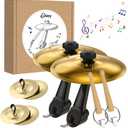 2-Pack Car Cymbal Air Vent,Mini Drum Crash Cymbal Set With Mini Drum Sticks & 4 Thumb Cymbals,Compact and Durable Car Accessory Compatible with Most Vehicles (Gold)