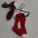 Christmas Antler Check Dog Santa Hat and Xmas Pet Red Knit Scarf with White Pompom Ball - Winter Neck Warmer and Festive Party Dress-up for Pets (Large)