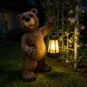 Solar Lantern Garden Statues Decor, 14" Large Outdoor Bear Figurine Lights for Yard Patio Decoration - Unique Christmas Housewarming Gifts for Grandma Wowen Mom Brown