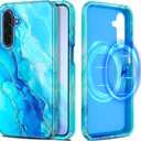 Casetego for Galaxy A17 5G Case,Compatible with MagSafe,[Military Grade Drop Test] Full Body Protection Slim Shockproof Rugged Marble Women Case for Samsung Galaxy A17 5G 6.7 inch,Blight Blue