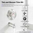 Shower Trim Kit with Tub Spout, Compatible with Moen Chateau T470 Single Handle Tub/Shower Standard Valve, for Moen 1225 Trim Kit, Includes Escutcheon, Tubes, Shower handle and Screws (Brushed Nickel)
