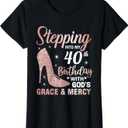 Stepping Into My 40th Birthday Women 40 Year Old Bday T-Shirt (Black, XL)