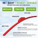 OEM QUALITY 22" + 22" PARRATI Premium All-Season Bright Red Windshield Wiper Blades (Set of 2)