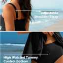 Aleumdr Tankini Swimsuits for Women Modest Two Piece Bathing Suit Square Neck Swim Top with High Waisted Bottom (Black, S)