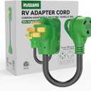 RVGUARD 50 Amp to 30 Amp RV Adapter Cord 12 Inch, NEMA 14-50P to NEMA TT-30R, Dogbone Electrical Converter with LED Power Indicator and Disconnect Handle, Green, ETL Listed