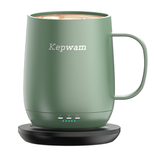 Kepwam Self Heating Coffee Mug T2, 16oz Smart Heated Coffee Mug, 150 Min Battery Life - Hot up to 149 Temperature Control Coffee Mug Warmer, Gifts for Dad Mom (No APP) (Sage Green)
