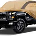 Car Cover Waterproof All Weather Compatible with Silverado, Outdoor Anti-UV Sun Rain Protection Truck Cover, Camel with Brown 15 Ft
