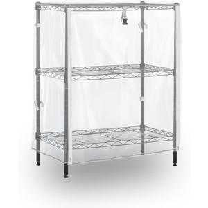 Frosted PVC Waterproof 3 Shelf Wire Rack for Wire Shelf Cover - 24" W x 14" D x 30" H - Protects from Dust and Debris - Only Cover (Transparency)