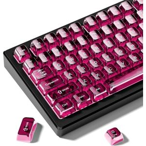 dagaladoo Fuchsia Clear keycaps for Mechanical Keyboard,Transparent MDA keycaps 60 75 100 Percent,Ceramic Jelly Key caps Set,Shine Through Key caps for Mx Switches Mechanical Keyboard(115key)