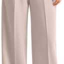 NIMIN Women Wide Leg Pants High Waisted Business Casual Work Trousers Dressy Pants with Pockets (Beige, S)