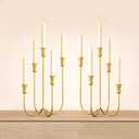 Baoz 2Pcs Iron Tabletop Candelabra, 5 Arms Gold Candelabra Decorative Metal Candle Holder for French Dinner, Table Centerpiece, Wedding, Party Candlesticks 0.85" Diameter