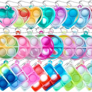 Pop Fidget Keychain 30 Pack ,Mini Fidget Toys Bulk ,Sensory Toys for Kids ,Party Favors for Kids 4-8,8-12 Year ,Back to School Gifts for Classroom ,Easter Goodie Bags Stuffers