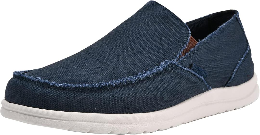 Mens Canvas Shoes Slip On Loafers Deck Shoes Walking Lightweight Causal Slip-ons, 48