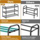 Hleelomi 3-Tier Expandable Shoe Rack,Adjustable Shoe Shelf Storage Organizer Heavy Duty Metal Free Standing Shoe Rack for Entryway, Closet,Living Room,Dorm,Black