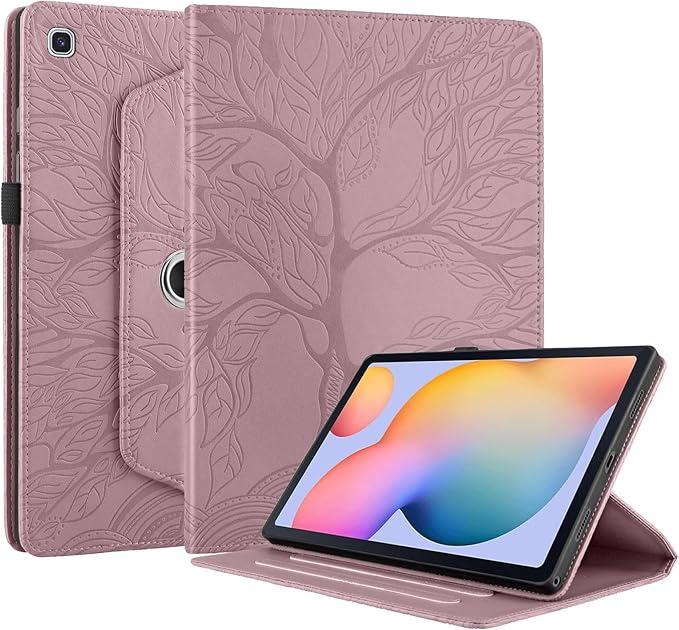 Case for Samsung Galaxy Tab S6 Lite 2020/S6 Lite 2022 10.4", 360° Rotating Case for Galaxy Tab S6 Lite (SM-P610/SM-P615/SM-P613/SM-P619) Premium PU Leather Cover with Pen Holder-Rose Gold