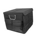 Mobestech Multifunctional Trunk Storage Box with Lid Collapsible Sturdy Organizer with Mesh Pockets and Dividers for Groceries Tools and Emergency Gear Suitable for Suv and Random Color