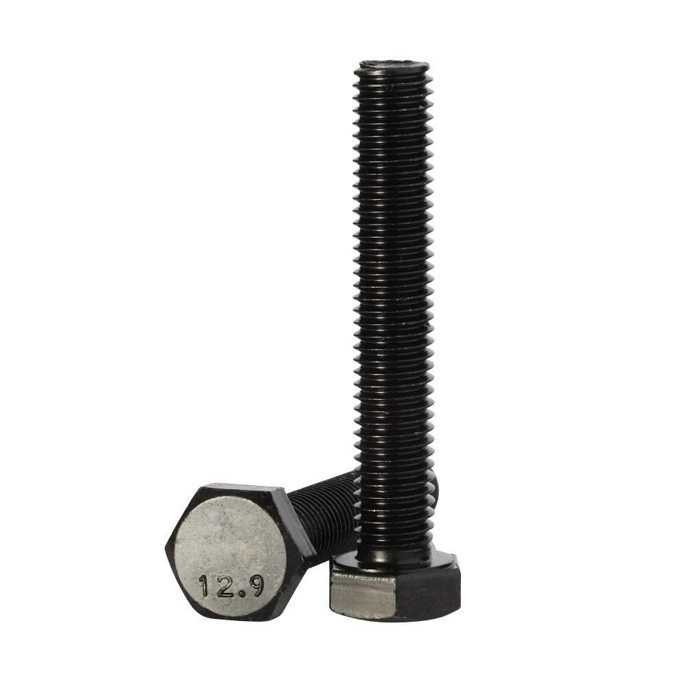Mellewell M8 x 60mm Hex Head Screw Bolts, Fully Threaded, Alloy Steel Grade 12.9, Black Oxide Finish, Quantity 10