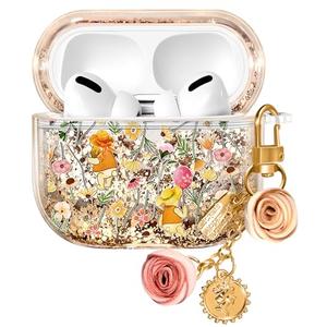 Joyleop for Airpods Pro 1/2 Case - Cute Girly Quicksand Liquid for Women Girl Aesthetic Shiny Bling Stylish Cute Bear Design Protective Case for Airpods Pro 1st/2nd Generation Cover with Keychian