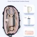 Wandering Nature Expandable Tote Bag for Women with Shoe Bag, Fits 40oz Tumbler for Carry-On Travel Work Gym (Black)