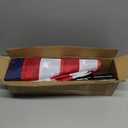 American Flag and Flag Pole for House Outside, 5ft Heavy Duty Flag Poles Kit with 3x5 Embroidered USA Flag, Tangle Free Steel Black Flag Pole with Bracket for Residential, Commercial, Outdoors Garden