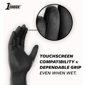 1st Choice Nitrile Gloves Disposable Latex-Free, Black, 5 Mil for Cooking, Cleaning, Automotive, Industrial, Food Prep, Home (XX-Large)