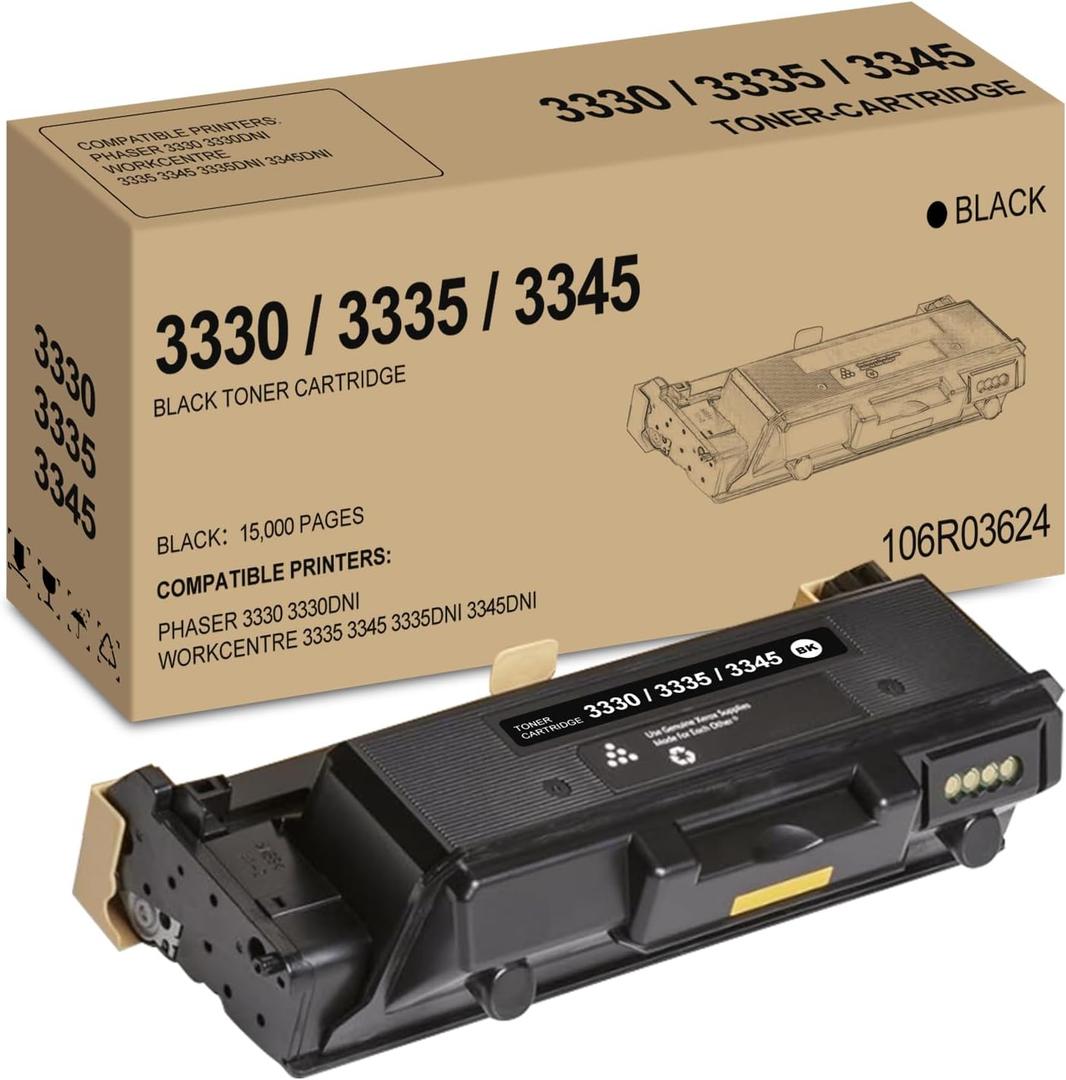3330 3335 3345 Black Extra High Capacity Toner Cartridge Compatible for Xerox 106R03624 for Xerox Phaser 3330 3330DNI WorkCentre 3335 3345 3335DNI 3345DNI Printer, 1 Pack