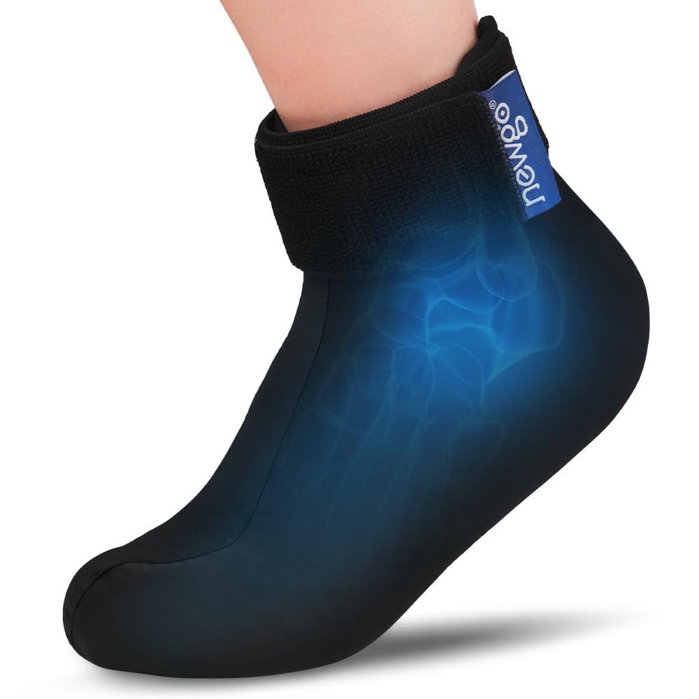 NEWGO Cold Therapy Sock with Gel Ice Pack - Reusable Ankle & Foot Ice Pack Wrap for Neuropathy, Plantar Fasciitis Pain Relief, Swelling, Sprains - Full Foot Cooling Sock for Hot Feet (Single Unit)