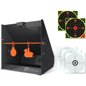 Atflbox Pellet Trap With 12''x12'' Splatter Bullseye Paper Targets and Spinning Shooting Targets for .177 .22 Caliber, Air Gun Airsoft BB Gun Rifle