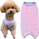 Dog Recovery Suit Post Surgery Shirt for Puppy, Wound Protective Clothes for Little Animals(Pink Blue Stripe-l) (L)