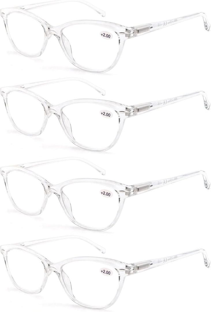 Reading Glasses Women Blue Light Blocking Lightweight Readers Anti Blue Ray Cheaters Glasses Spring Hinges 4 Pack 1.25 x