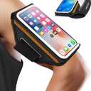 Running Phone Armband with Earphone Holder - 3D Design Cell Phones Armband for iPhone 17/16/15/13 Pro/Plus & S24/S20, Water Resistant Sports Holder with Key Slot - Ideal for 6.9" Phones (Black (Up to 6.9''))